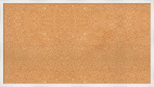 Amanti Art Natural Cork Board for Wall, 21x37 Vision Board with White Frame, Large Corkboard Office Decor for Home Organization, Country Rustic Corkboard Pinboard to Display Items for Home