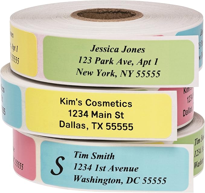 Return Address Labels - Roll of 250 Personalized Labels (Multi-Color)