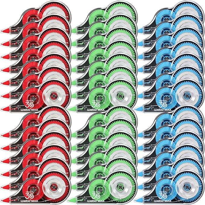 54 Pack Correction Tape Bulk White Correctional Fluid Tape Easy to Use Applicator Corrector Correct Wrong Writing Eraser for Office Education Supplies, 20 Feet