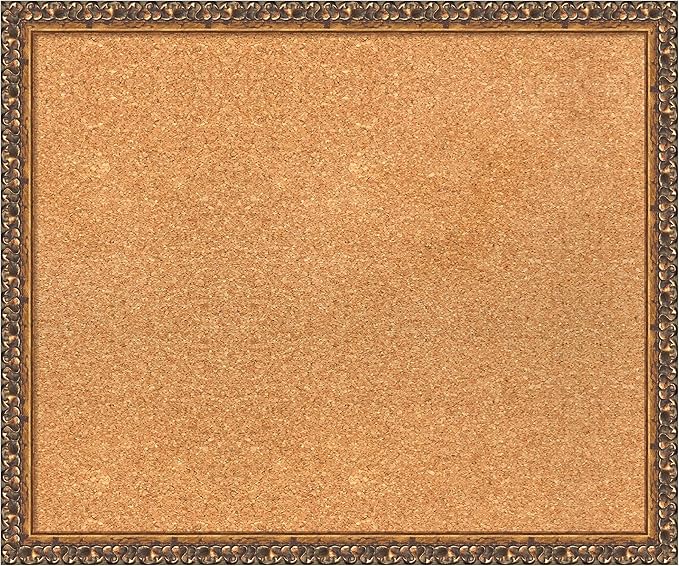 Amanti Art Natural Cork Board for Wall, 20x24 Vision Board with Bronze Frame, Medium Corkboard Office Decor for Home Organization, Traditional Corkboard Pinboard to Display Items for Home