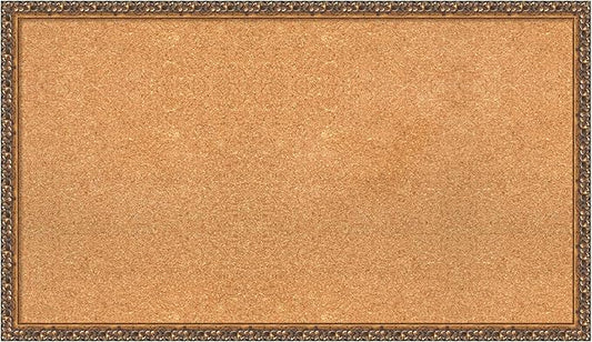 Amanti Art Natural Cork Board for Wall, 22x38 Vision Board with Bronze Frame, Large Corkboard Office Decor for Home Organization, Traditional Corkboard Pinboard to Display Items for Home Organization