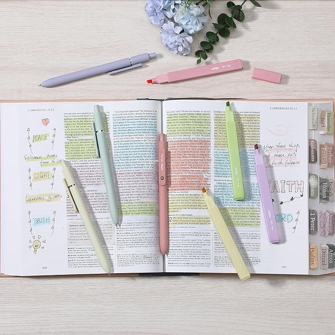 Mr. Pen- Aesthetic Highlighters and Gel Pens, 10 Pack, Assorted Color Bible Highlighters No Bleed, Black Ink Gel Pens, Highlighter Pens, No Bleed Highlighters for Bibles, Gel Pens