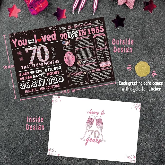 70th Birthday Gifts for Women/70 Year Old Woman - 70th Birthday Decorations, Cards & Party Supplies for Women