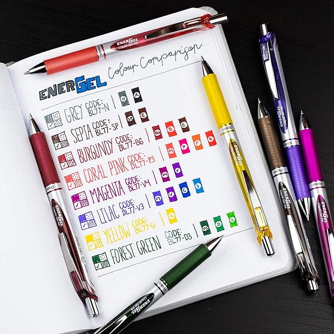 Pentel Refill Ink - For EnerGel Gel Pen, 0.7mm Metal Tip, Medium, Magenta Ink, 12 pack (LR7-V4)