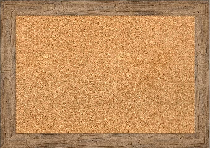 Amanti Art Natural Cork Board for Wall, 20x28 Vision Board with Brown Wood Frame, Medium Corkboard Office Decor for Home Organization, Rustic Farmhouse Corkboard Pinboard to display items for home
