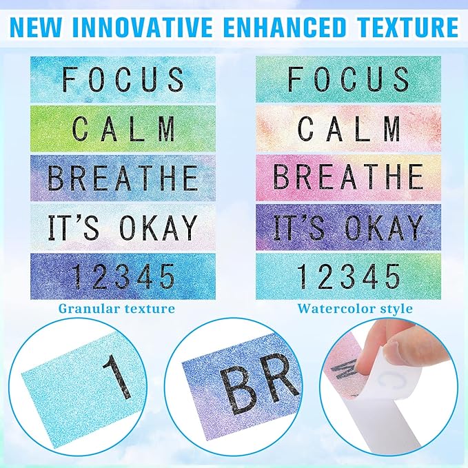 80 Pcs Anxiety Sensory Stickers with Inspirational Quotes Calm Textured Strips Relief Mental Health Stickers School Office Adhesive Sensory Tape Anti Stress Toys for Adults Teens (Bright)
