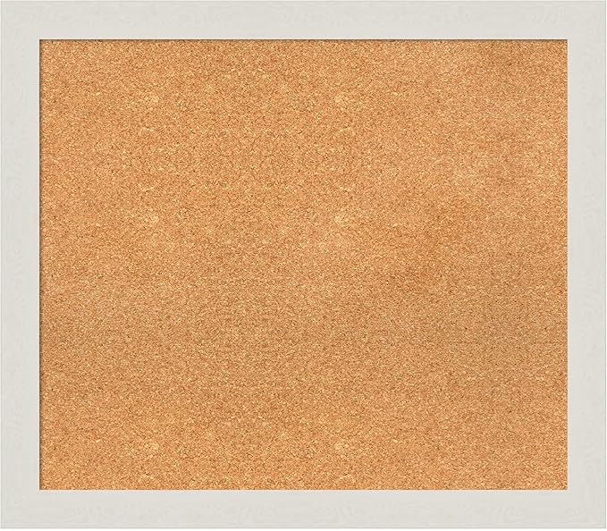 Amanti Art Natural Cork Board for Wall, 27x31 Vision Board with White Frame, Large Corkboard Office Decor for Home Organization, Country Rustic Corkboard Pinboard to Display Items for Home