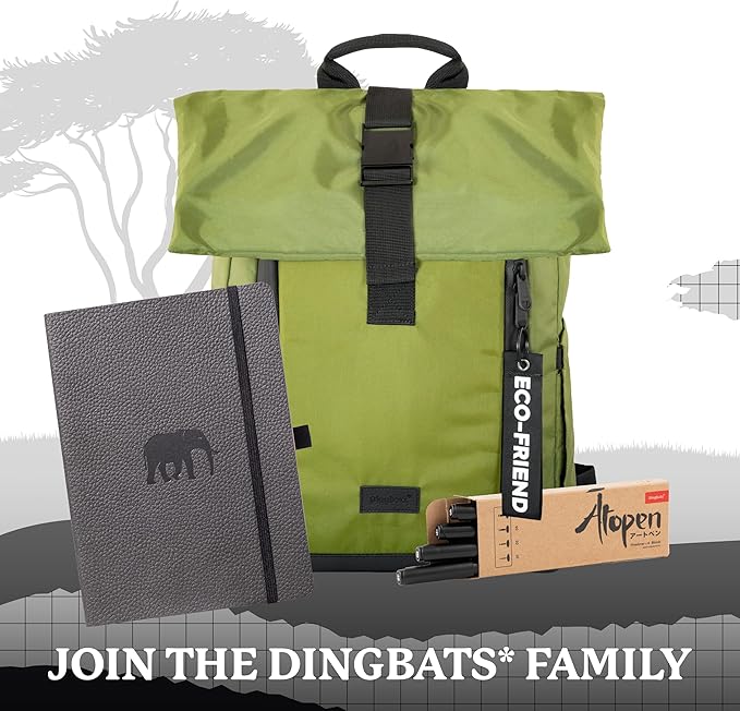 Dingbats* Wildlife Lined Writing Journal Notebook A5 - Vegan Leather Hardcover - Ideal for Work, Travel - Pocket, Elastic Closure, & Bookmark