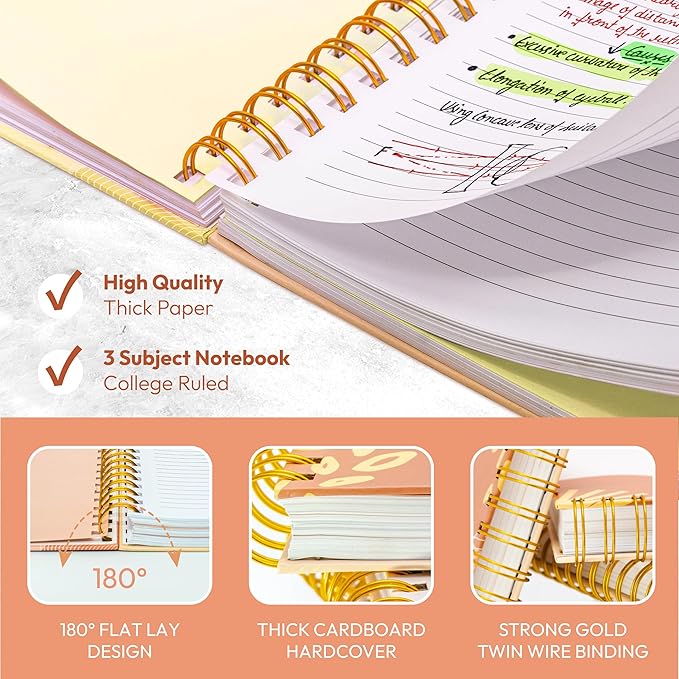 Journals For Writing - 10.25" X 7.25" 300 Pages, Hardcover Spiral Notebook College Ruled, Spiral Journal For Women, Large Journal, Women's Journal (Create Sunshine) Marble