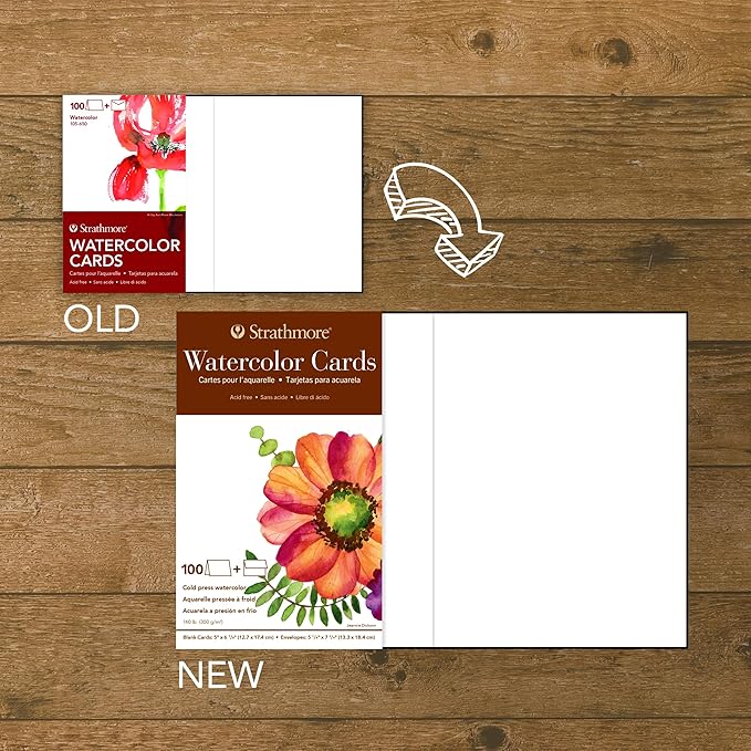 Strathmore Watercolor Cards, 5x6.875 inches, 100 Pack, Envelopes Included - Blank Greeting Cards for Weddings, Events, Birthdays