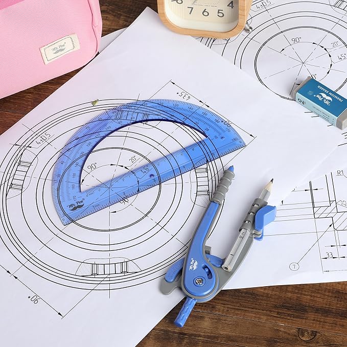 Mr. Pen- Compass and Protractor Set, Midnight Blue, Compass Geometry Tool, Protractor and Compass Set, Compass Drawing Tool, Drawing Compass, Geometry Compass, Math Compass for Geometry