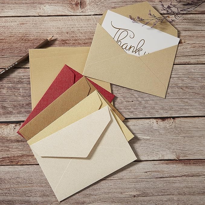 Tuhangcc Stationery Writing Paper and Envelopes Set with Jute Rope 4 X 6 for Writing Letter, (20 Best Paper with 10 Heavyweight envelopes),by Better Gift Office Products(Red)