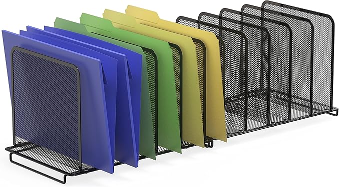 Simple Houseware 5 Section Upright File Sorter Organizer, Black - 2 Pack