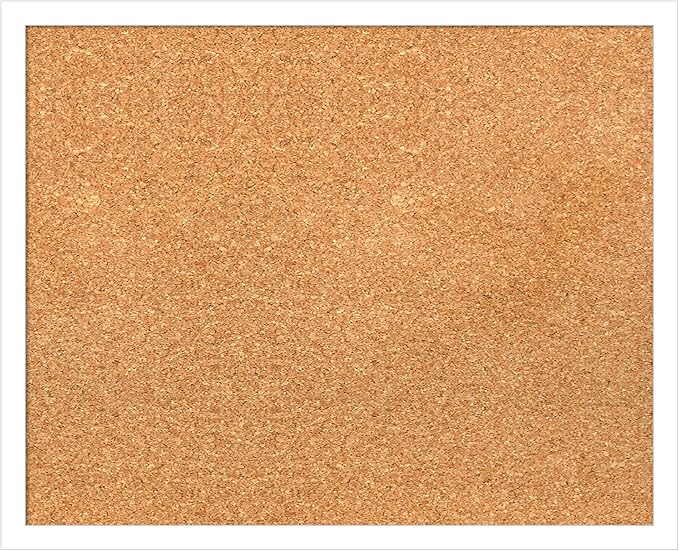 Amanti Art Natural Cork Board for Wall, 17x21 Vision Board with White Frame, Small Corkboard Office Decor for Home Organization, Modern Corkboard Pinboard to Display Items for Home Organization in