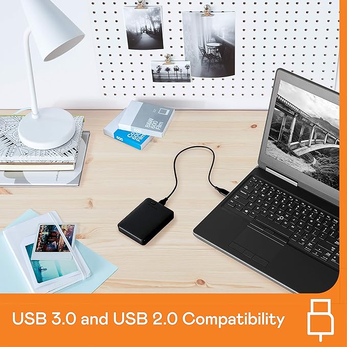 WD 1TB Elements Portable External Hard Drive for Windows, USB 3.2 Gen 1/USB 3.0 for PC & Mac, Plug and Play Ready - WDBUZG0010BBK-WESN