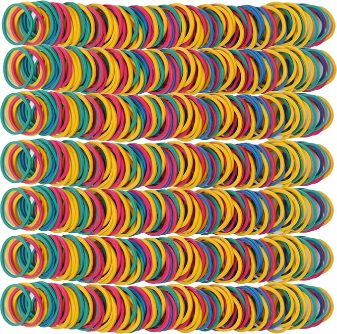 Rubber Bands Small Mini Elastic Band Yellow Blue Green Red 1300pcs Rubber Band 1.2inch Office Supplies Home Inside Diameter 0.63in (Multicolour)