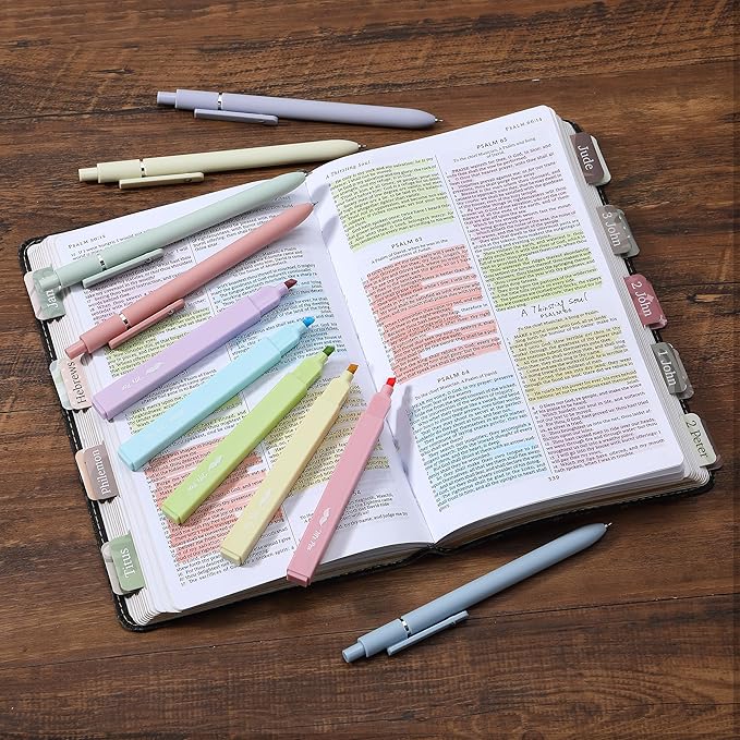 Mr. Pen- Aesthetic Highlighters and Gel Pens, 10 Pack, Assorted Color Bible Highlighters No Bleed, Black Ink Gel Pens, Highlighter Pens, No Bleed Highlighters for Bibles, Gel Pens
