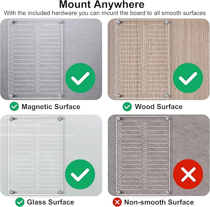 Acrylic Magnetic Dry Erase Board for Fridge, 12"X8" Clear Magnetic to Do List White Board, Acrylic Dry Erase to Do List for Refrigerator, Magnet Whiteboard with 5 Markers