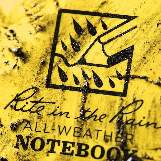 Rite in the Rain Weatherproof Side Spiral Notebook, 4.625" x 7", Yellow Cover, Universal Pattern, 3 Pack (No. 373L3)