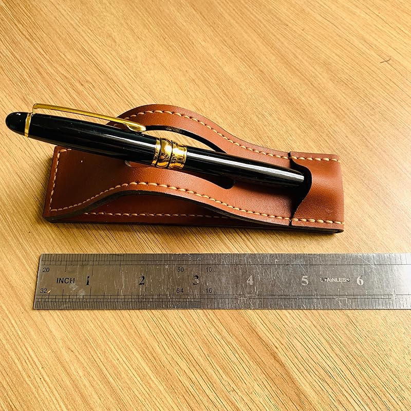 Leather Fountain Pen Stand, Leather Pen Holder Office Pen Stand Gift for Boss, Husband, Wife, Friends or coworker, Leather Pen Stand for Desk gift for him her
