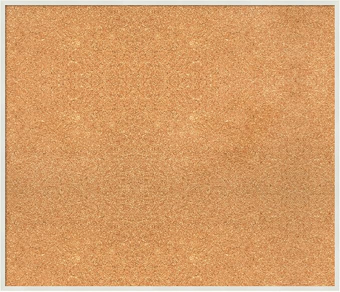 Amanti Art Natural Cork Board for Wall, 25x29 Vision Board with White Frame, Large Corkboard Office Decor for Home Organization, Modern Corkboard Pinboard to Display Items for Home Organization in