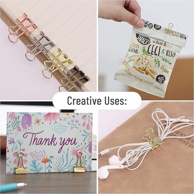 Mr. Pen- Gold Mini Binder Clips - 50 Pack, 0.75 in, Small Size, Paper Clips for Office