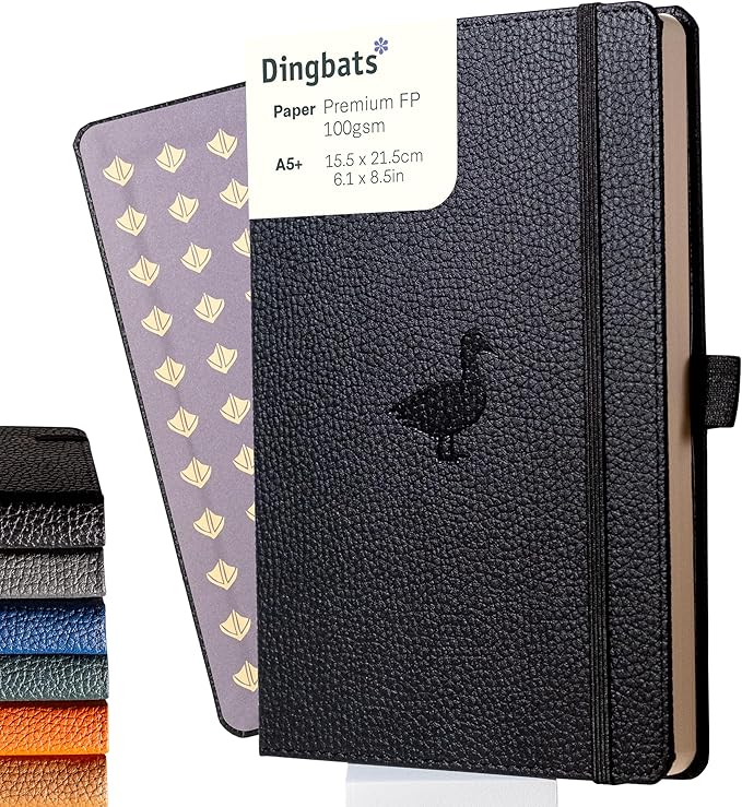 Dingbats* Wildlife Plain Writing Journal Notebook A5 - Vegan Leather Hardcover - Ideal for Work, Travel - Pocket, Elastic Closure, & Bookmark
