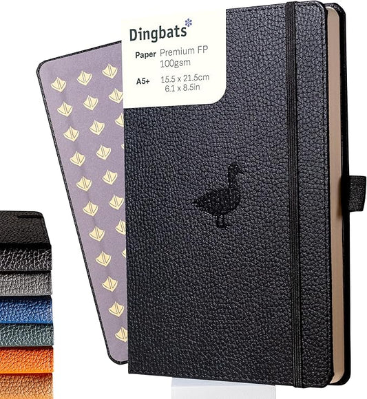 Dingbats* Wildlife Plain Writing Journal Notebook A5 - Vegan Leather Hardcover - Ideal for Work, Travel - Pocket, Elastic Closure, & Bookmark