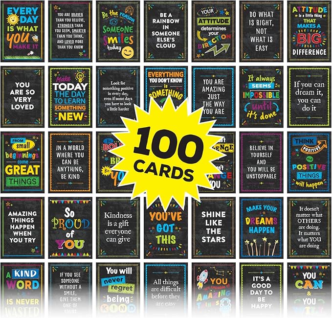 Motivational Cards: 100 Inspirational, Kindness, Motivational and Quote Cards. Business Card Size - 2.5x3.5 inches (Pack of 100)