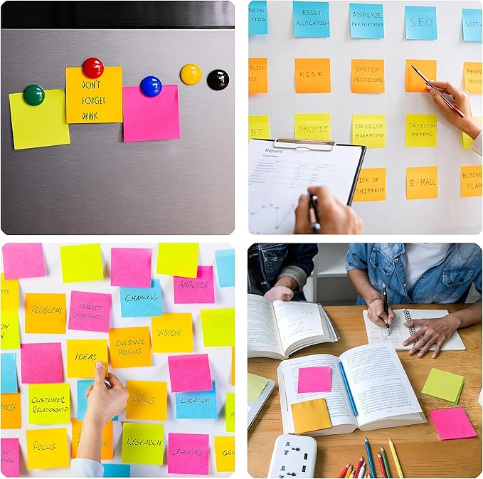 Sticky Notes Bulk, Woswel Sticky Notes 3 x 3 in, 60 Pads, 85 Sheets/Pad, 6 Bright Colors Sticky Notes, Self-Stick Notes, Easy to Post for Home Office School