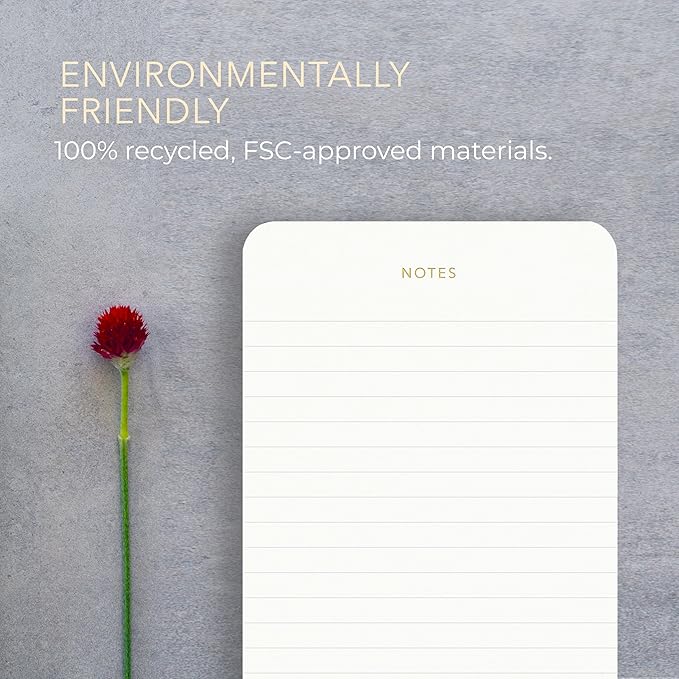 Elegant Desk Notepads for Professionals, Executive's Memo Pads, Minimalist, Gold Foiled, Lined, 5 Pack, 375 Sheets Total (75 Each), 6.3" x 3.9”, 80 GSM, Eco-friendly, FSC™ Certified