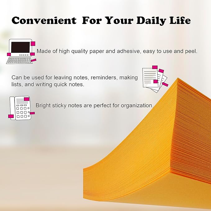 Sticky Notes Bulk, Woswel Sticky Notes 3 x 3 in, 60 Pads, 85 Sheets/Pad, 6 Bright Colors Sticky Notes, Self-Stick Notes, Easy to Post for Home Office School