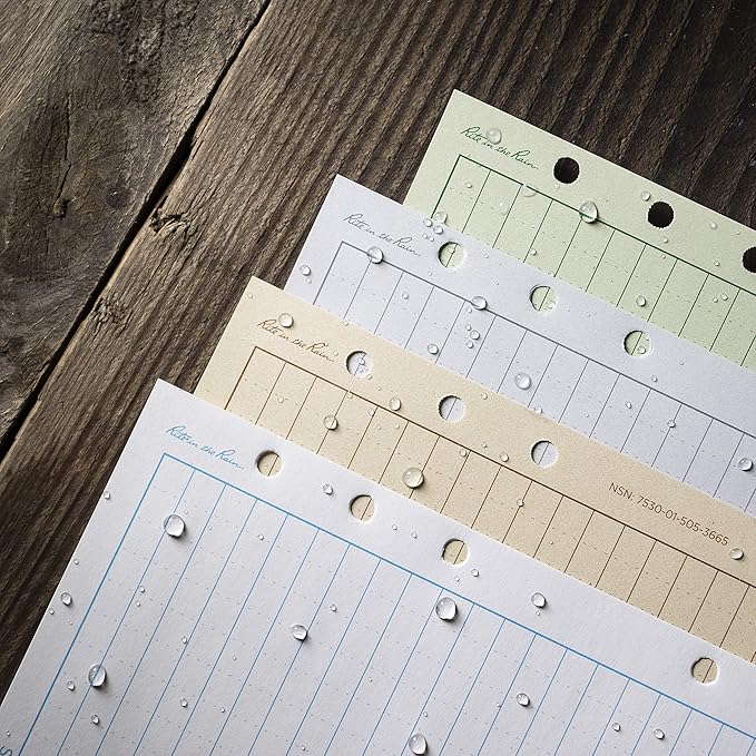 Rite In The Rain Weatherproof Loose Leaf Paper, 4.625" x 7", 32# Green, Universal Pattern, 100 Sheet Pack (No. 982)