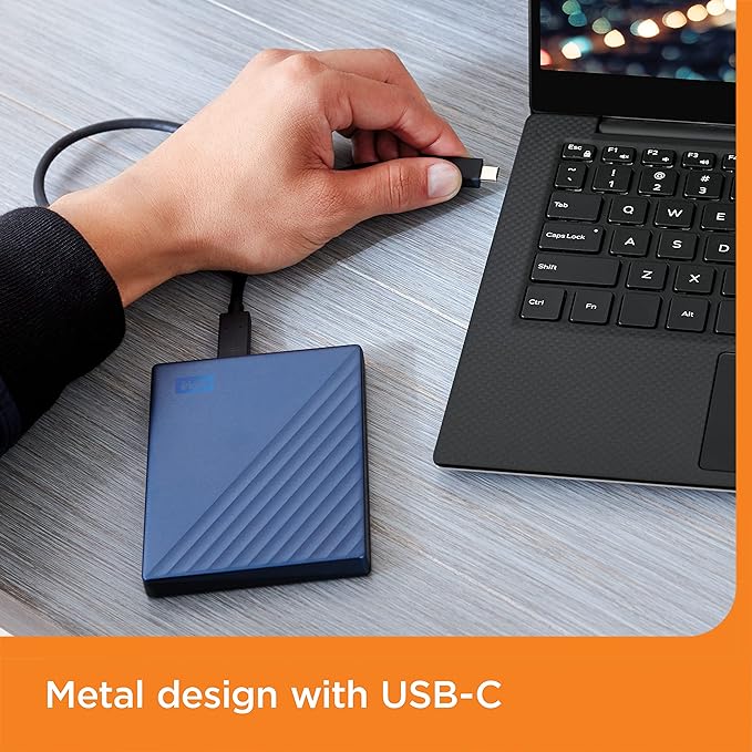 WD 4TB My Passport Ultra, Blue, Portable External Hard Drive, backup software with defense against ransomware, and password protection, USB-C and USB 3.1 - WDBFTM0040BBL-WESN