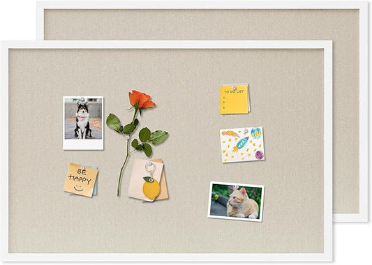 Cork Board with Linen White 2Pack,Bulletin Board 30"x20" Hanging Corkboards for Office Home School Message Board or Vision Board Decoration.