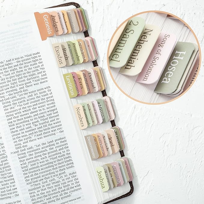 Mr. Pen- Bible Tabs with 2 Bookmark, 75 Tabs, Boho Theme, Laminated Bible Tabs for Women and Men, Bible Tabs for Study Bible, Bible Index Tabs, Bible Book Tabs, Bible Labels Tabs, Mr Pen Bible Tabs