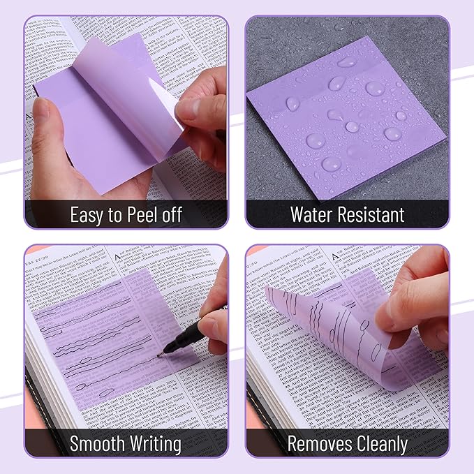 Mr. Pen- Transparent Sticky Notes, 3”x3”, Morandi Colors, 12 Pads, 600 Sheets, See Through Sticky Notes, Bulk Sticky Notes Transparent, Translucent Sticky Notes, Clear Transparent Sticky Notes Clear