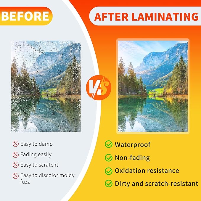 Thermal Laminating Pouches,Hold 8.5 x 11 inch Sheets 200 Pack,3 Mil Clear Thermal Laminate Pouches 9 x 11.5 inch Lamination Sheet Paper