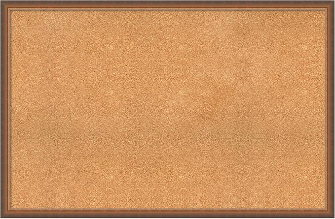 Amanti Art Natural Cork Board for Wall, 30x46 Vision Board with Bronze Frame, Oversize Corkboard Office Decor for Home Organization, Modern Corkboard Pinboard to Display Items for Home Organization