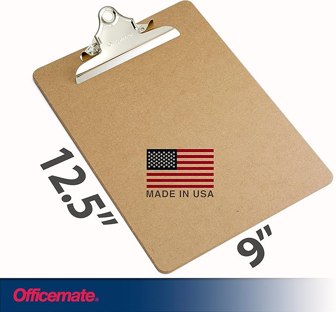 Officemate Recycled Wood Clipboard, 6 Inch Clip, 2 Pack Clipboard, Letter Size (9 x 12.5 Inches), Brown (83100)