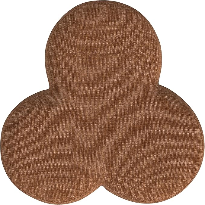 HomePop Upholstered Clover Shaped Ottoman Home Décor|Foot Rest Ottoman - Rust Orange Chenille