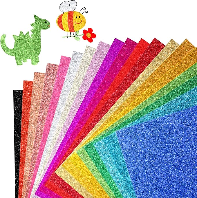 40 Sheets Glitter Cardstock, 20 Colors Premium Cardstock for Cricut, Crafts and DIY Projects, 8.5x11in Glitter Paper for Card Making (250 GSM)