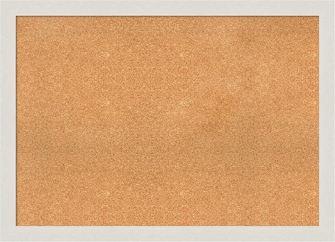 Amanti Art Natural Cork Board for Wall, 31x43 Vision Board with White Frame, X-Large Corkboard Office Decor for Home Organization, Country Rustic Corkboard Pinboard to Display Items for Home