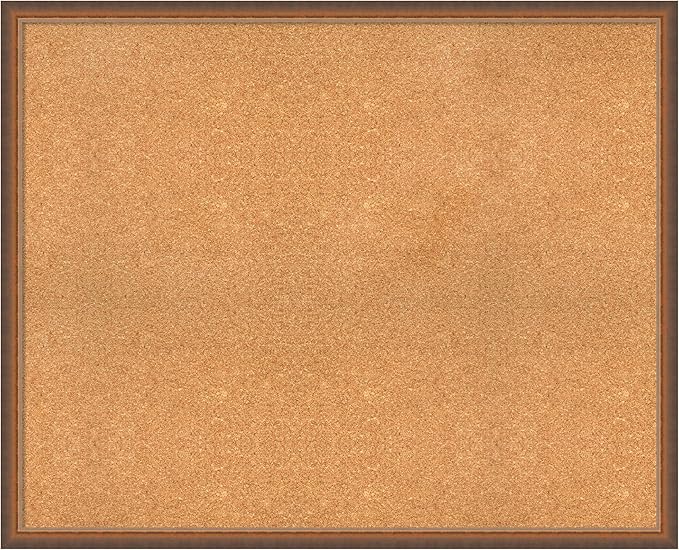Amanti Art Natural Cork Board for Wall, 34x42 Vision Board with Bronze Frame, X-Large Corkboard Office Decor for Home Organization, Modern Corkboard Pinboard to Display Items for Home Organization in