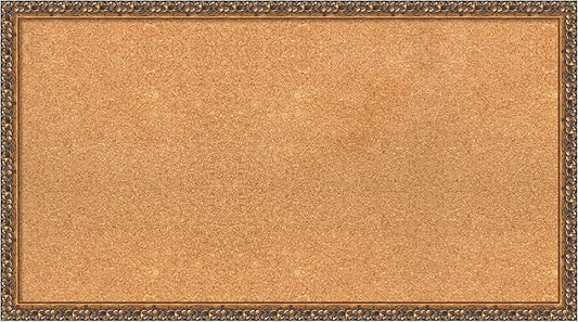 Amanti Art Natural Cork Board for Wall, 20x36 Vision Board with Bronze Frame, Large Corkboard Office Decor for Home Organization, Traditional Corkboard Pinboard to Display Items for Home Organization