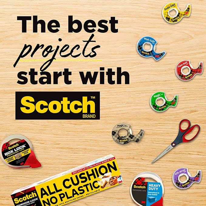 Scotch Double Sided Tape, Office and School Supplies for Arts and Crafts, Alternative to Scrapbooking Tape, 0.50 in. x 500 in., 2 Refill Tape Rolls