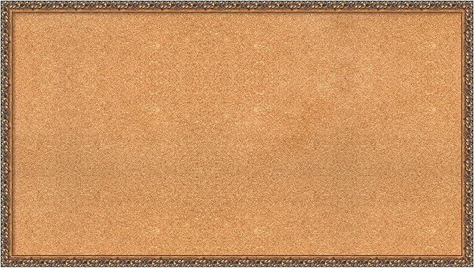 Amanti Art Natural Cork Board for Wall, 26x46 Vision Board with Bronze Frame, Oversize Corkboard Office Decor for Home Organization, Traditional Corkboard Pinboard to Display Items for Home