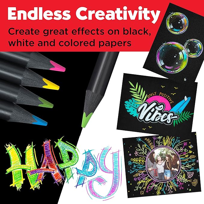 Faber-Castell Black Edition Colored Pencils: 12 Neon & Pastel