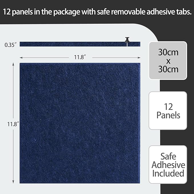 Large Felt Bulletin Board(36" x 24"),Cork Board Alternative,6 Pack Felt Wall Tiles with Safe Removable Adhesive Tabs,Notice Pin Board/Message Board/Vision Board for Office, School & Home