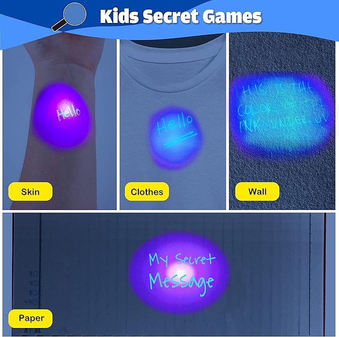 GIFTINBOX Invisible Ink Pen, 16PCS Spy Pen with UV Light for Kids, Birthday Party Favors for Kids 4-8 8-12, Classroom Prize for Students Magic Marker for Secret Message
